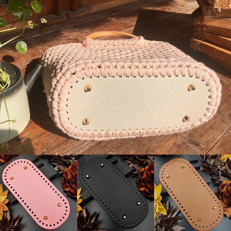 9 värvi Kvaliteetne kootud koti põhi Nahast koti aksessuaarid Käsitsi valmistatud põhi aukudega Isetehtud heegeldatud koti põhi Pu alus