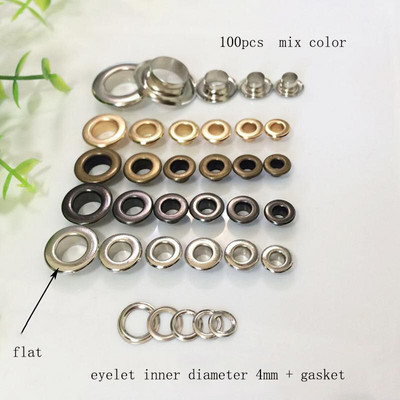 100 bucăți/lot de cupru, alamă lucioasă, garnitură cu orificiu gol, pantofi cu orificiu rotund pentru nasturi, accesorii artizanale din piele.