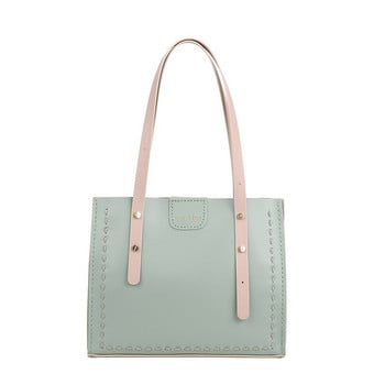 Δερμάτινο Σετ Χειροποίητο Υφαντό Τσάντα Colorblock Tote Bag Υλικό DIY Σπιτικό Ράψιμο στο χέρι για Γυναικεία Τσάντα ώμου