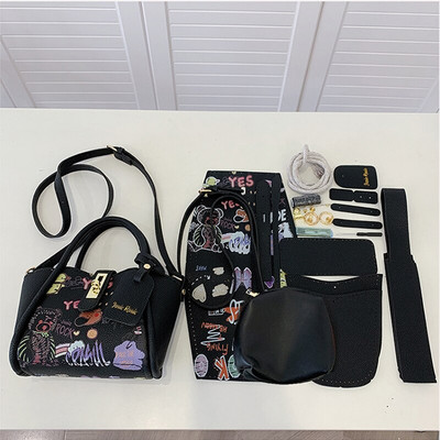 1 set de cusături pentru genți de mână cu graffiti realizate manual cu cusut Material pentru geantă de mână Accesorii din piele PU