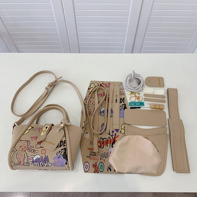 1 set de cusături pentru genți de mână cu graffiti realizate manual cu cusut Material pentru geantă de mână Accesorii din piele PU