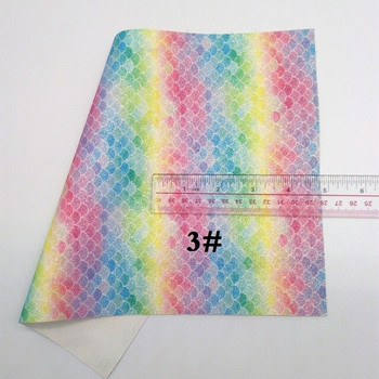 A4 Ombre Glitter Pu Leather DIY Colorful Gradient Fish Scale Pattern Mermaid Handmade EMWSJW