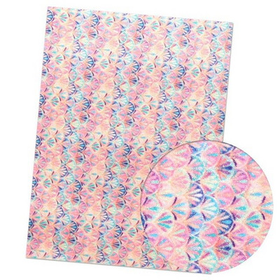 A4 Ombre Glitter Pu Leather DIY Colorful Gradient Fish Scale Pattern Mermaid Handmade EMWSJW