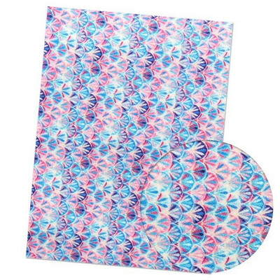 A4 Ombre Glitter Pu Leather DIY Colorful Gradient Fish Scale Pattern Mermaid Handmade EMWSJW