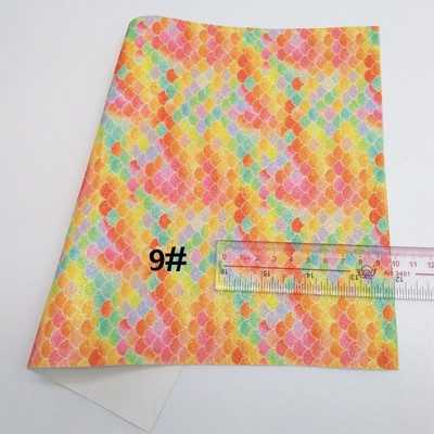 A4 Ombre Glitter Pu Leather DIY Colorful Gradient Fish Scale Pattern Mermaid Handmade EMWSJW
