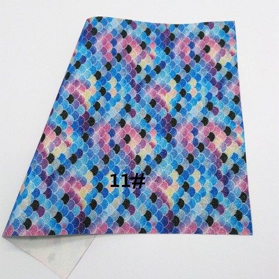 A4 Ombre Glitter Pu Leather DIY Colorful Gradient Fish Scale Pattern Mermaid Handmade EMWSJW