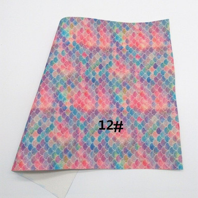 A4 Ombre Glitter Pu Leather DIY Colorful Gradient Fish Scale Pattern Mermaid Handmade EMWSJW