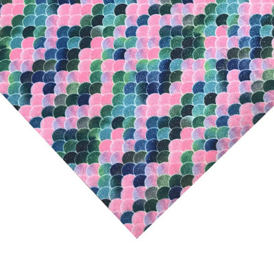 A4 Ombre Glitter Pu Leather DIY Colorful Gradient Fish Scale Pattern Mermaid Handmade EMWSJW