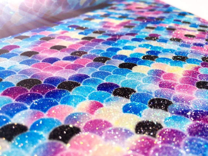A4 Ombre Glitter Pu Leather DIY Colorful Gradient Fish Scale Pattern Mermaid Handmade EMWSJW