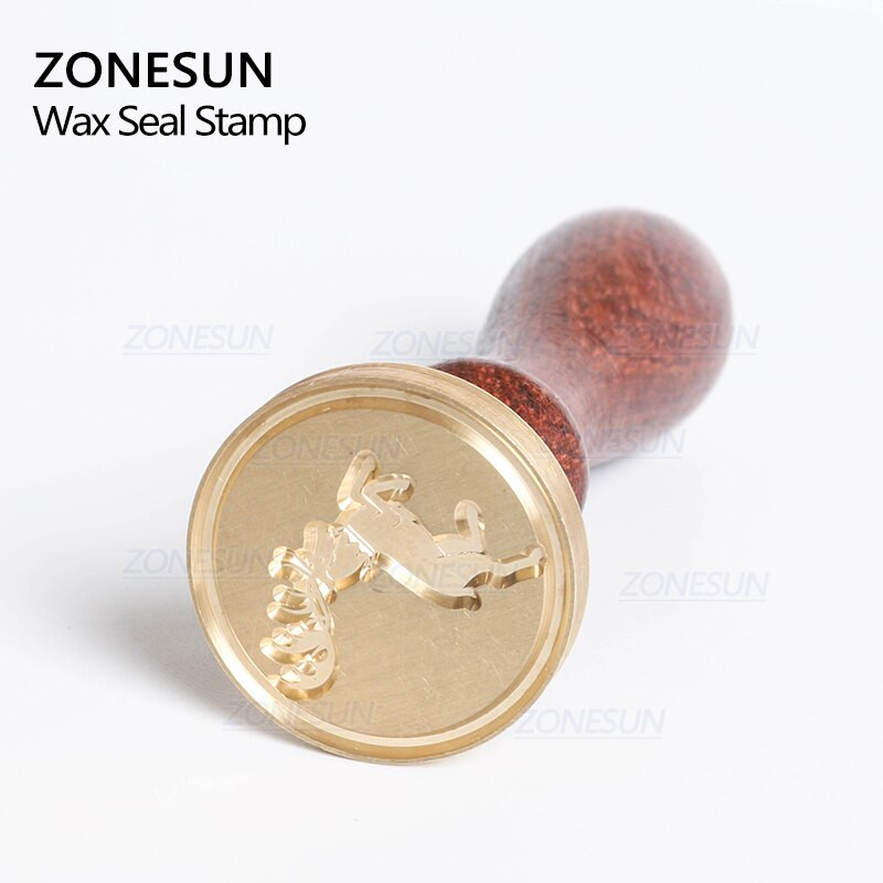 ZONESUN Σήμα Totem Σφραγίδα με ξύλινη λαβή για συσκευασία δώρου Γράμμα φάκελοι δέματα Προσκλητήρια γάμου