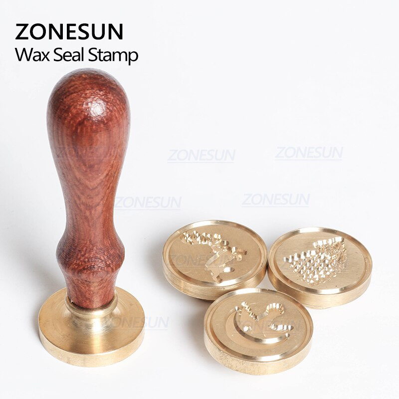 ZONESUN Σήμα Totem Σφραγίδα με ξύλινη λαβή για συσκευασία δώρου Γράμμα φάκελοι δέματα Προσκλητήρια γάμου