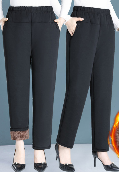 Pantaloni eleganti de dama cu talie inalta si captuseala calda