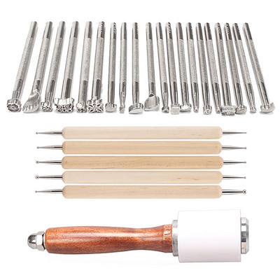 Σετ γραμματοσήμων δερμάτινων χειροτεχνιών χαρακτικής χειροτεχνίας εκτύπωσης εργαλείων κατασκευής σέλας με σφυρί σφράγισης DIY σετ εργαλείων χειροτεχνίας από δέρμα