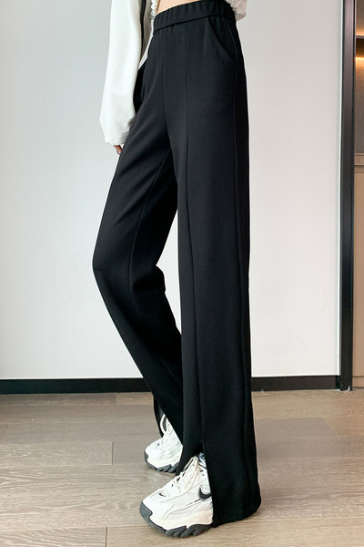 Γυναικείο ψηλόμεσο casual παντελόνι με σκισίματα στα πόδια