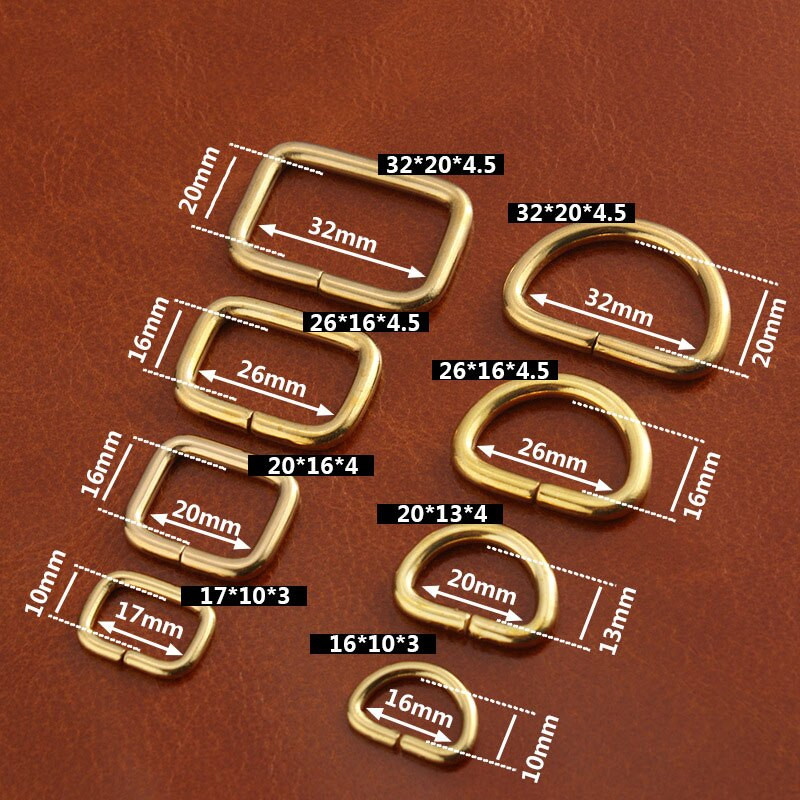 10 бр. D пръстен, плътни месингови катарами, каишка за раница, колан, нашийник за кучета, закопчалка за домашни любимци, закопчалка, закопчалка, кожени занаятчийски чанти, аксесоари