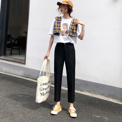 Moodsad kõrge vöökohaga sirge säärega püksid naistele