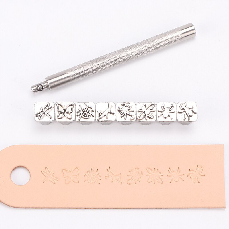 Δερμάτινο Εργαλειοθήκη εκτύπωσης Κράμα σφραγίδα σφράγισης σκάλισμα φυτών μοτίβο εντόμων Δέρμα Χειροποίητο DIY Crafts Making Printing Tool Tool