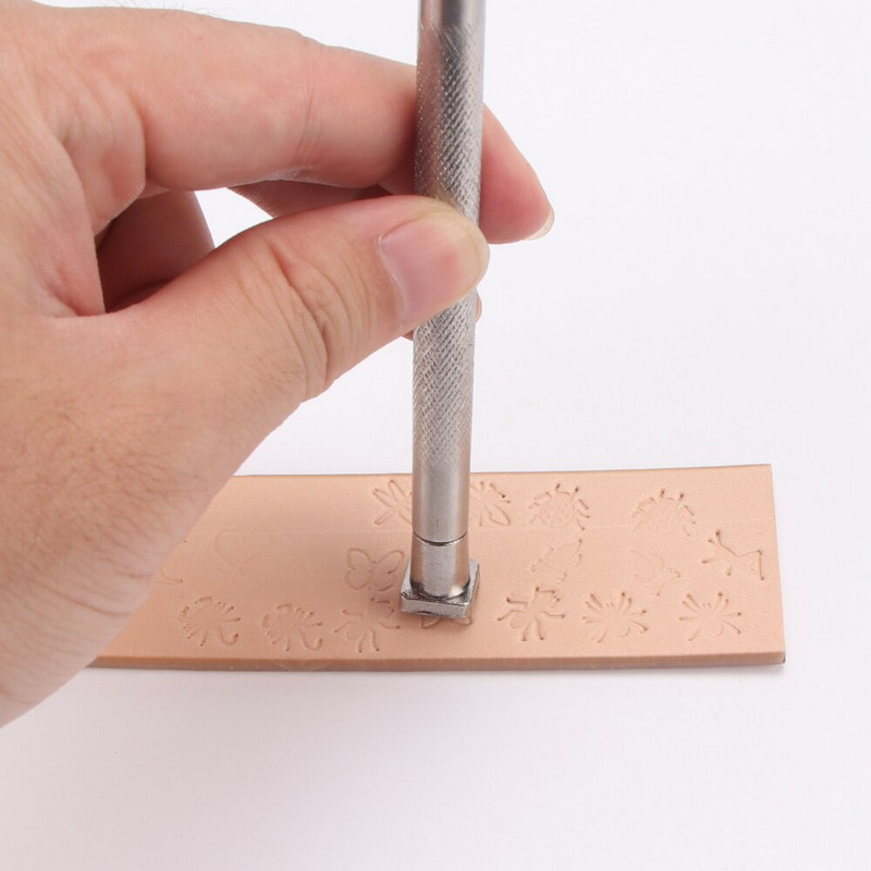 Δερμάτινο Εργαλειοθήκη εκτύπωσης Κράμα σφραγίδα σφράγισης σκάλισμα φυτών μοτίβο εντόμων Δέρμα Χειροποίητο DIY Crafts Making Printing Tool Tool