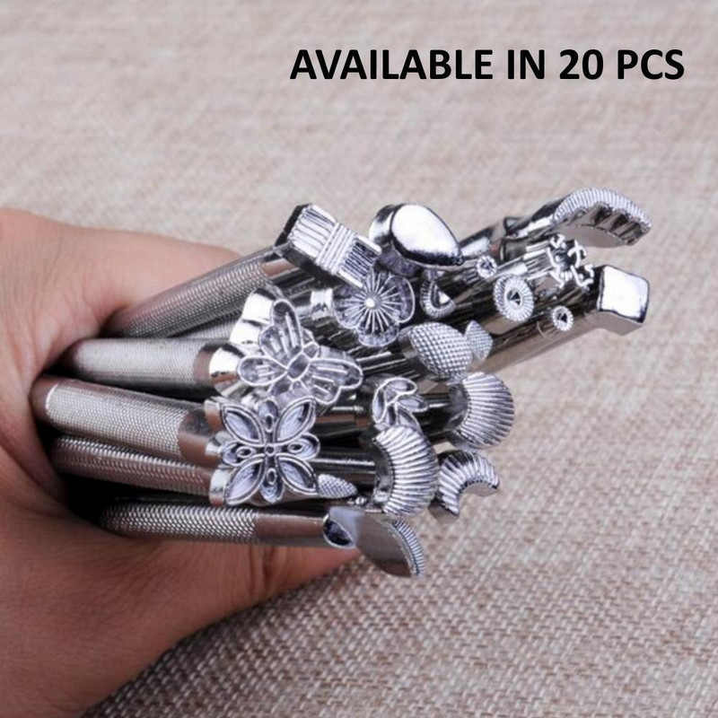 Instrumente de ștampilă din piele Set de ștampile pentru ștampilere Instrumente de fabricare a șailor Instrument de imprimare a pielii Sculptură în piele Lucrări de șai în piele