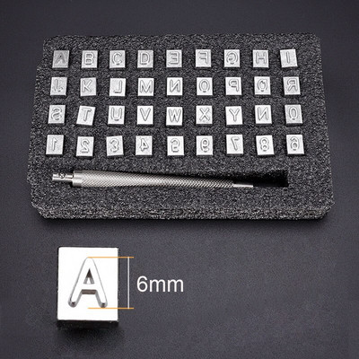 36 buc. Instrumente de ștanțare a pielii Set de perforare din oțel 4 mm/6 mm 26 de litere metalice alfabete și 10 numere ștampile DIY artizanat din piele
