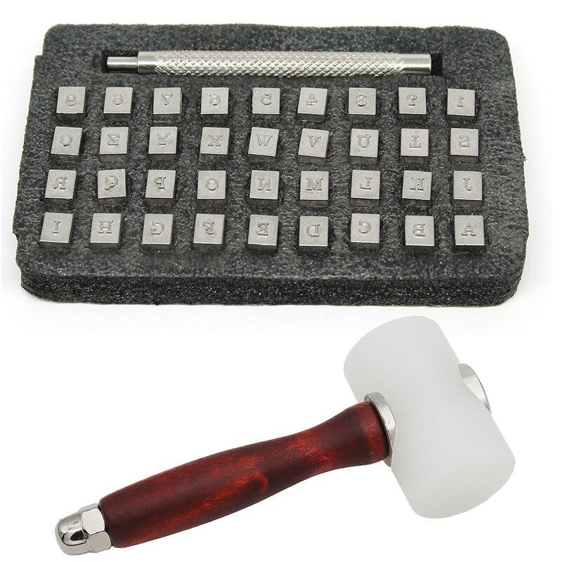 36 buc. Instrumente de ștanțare a pielii Set de perforare din oțel 4 mm/6 mm 26 de litere metalice alfabete și 10 numere ștampile DIY artizanat din piele