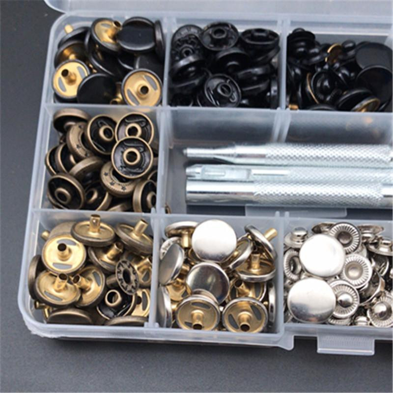 120 komplekti 12,5 mm kahepoolne vaskne kinnituspunn 6 värvi iga 20 komplekti aas koos seibi ja tööriistakastiga