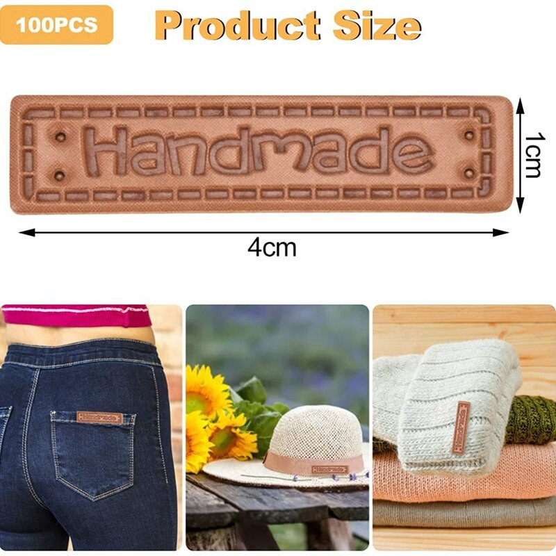100 tk PU-nahast käsitsi valmistatud sildid Sildid Reljeefsed sildid Tekstiilist nahast sildid Rõivaste jaoks DIY käsitöö Õmblustarvikud