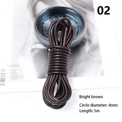 πλάτους 4 χιλιοστών στρογγυλό diy δέρμα σχοινί αγελάδας πρώτης στρώσης μαύρο καφέ επίπεδο δερμάτινο λουράκι βραχιόλι τσάντα τσάντα σχοινί DIY αξεσουάρ