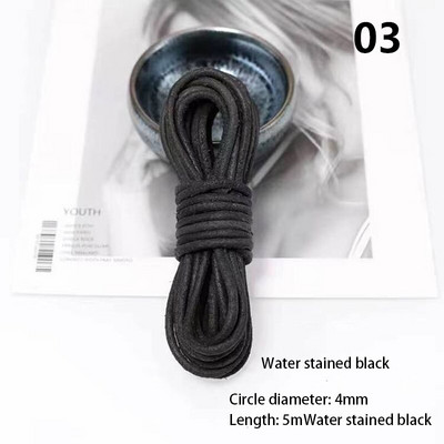 πλάτους 4 χιλιοστών στρογγυλό diy δέρμα σχοινί αγελάδας πρώτης στρώσης μαύρο καφέ επίπεδο δερμάτινο λουράκι βραχιόλι τσάντα τσάντα σχοινί DIY αξεσουάρ