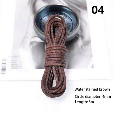 πλάτους 4 χιλιοστών στρογγυλό diy δέρμα σχοινί αγελάδας πρώτης στρώσης μαύρο καφέ επίπεδο δερμάτινο λουράκι βραχιόλι τσάντα τσάντα σχοινί DIY αξεσουάρ