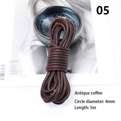 πλάτους 4 χιλιοστών στρογγυλό diy δέρμα σχοινί αγελάδας πρώτης στρώσης μαύρο καφέ επίπεδο δερμάτινο λουράκι βραχιόλι τσάντα τσάντα σχοινί DIY αξεσουάρ