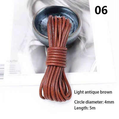 πλάτους 4 χιλιοστών στρογγυλό diy δέρμα σχοινί αγελάδας πρώτης στρώσης μαύρο καφέ επίπεδο δερμάτινο λουράκι βραχιόλι τσάντα τσάντα σχοινί DIY αξεσουάρ