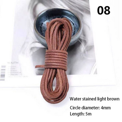 πλάτους 4 χιλιοστών στρογγυλό diy δέρμα σχοινί αγελάδας πρώτης στρώσης μαύρο καφέ επίπεδο δερμάτινο λουράκι βραχιόλι τσάντα τσάντα σχοινί DIY αξεσουάρ