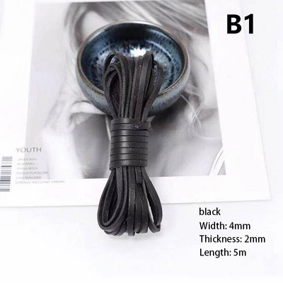 πλάτους 4 χιλιοστών στρογγυλό diy δέρμα σχοινί αγελάδας πρώτης στρώσης μαύρο καφέ επίπεδο δερμάτινο λουράκι βραχιόλι τσάντα τσάντα σχοινί DIY αξεσουάρ