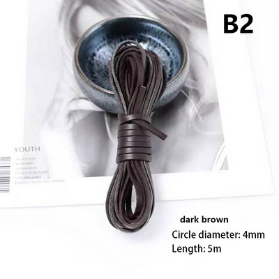 πλάτους 4 χιλιοστών στρογγυλό diy δέρμα σχοινί αγελάδας πρώτης στρώσης μαύρο καφέ επίπεδο δερμάτινο λουράκι βραχιόλι τσάντα τσάντα σχοινί DIY αξεσουάρ