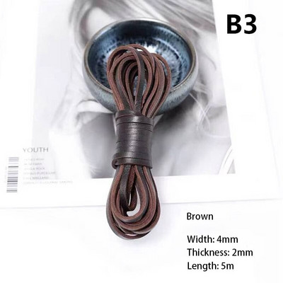 πλάτους 4 χιλιοστών στρογγυλό diy δέρμα σχοινί αγελάδας πρώτης στρώσης μαύρο καφέ επίπεδο δερμάτινο λουράκι βραχιόλι τσάντα τσάντα σχοινί DIY αξεσουάρ