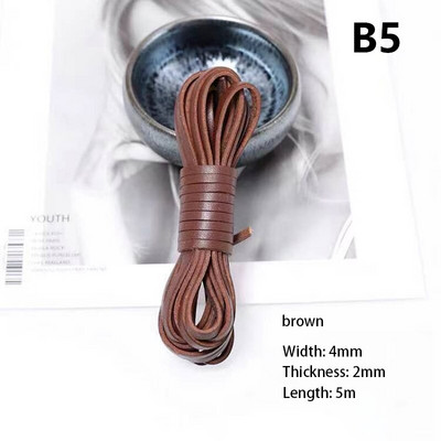 πλάτους 4 χιλιοστών στρογγυλό diy δέρμα σχοινί αγελάδας πρώτης στρώσης μαύρο καφέ επίπεδο δερμάτινο λουράκι βραχιόλι τσάντα τσάντα σχοινί DIY αξεσουάρ