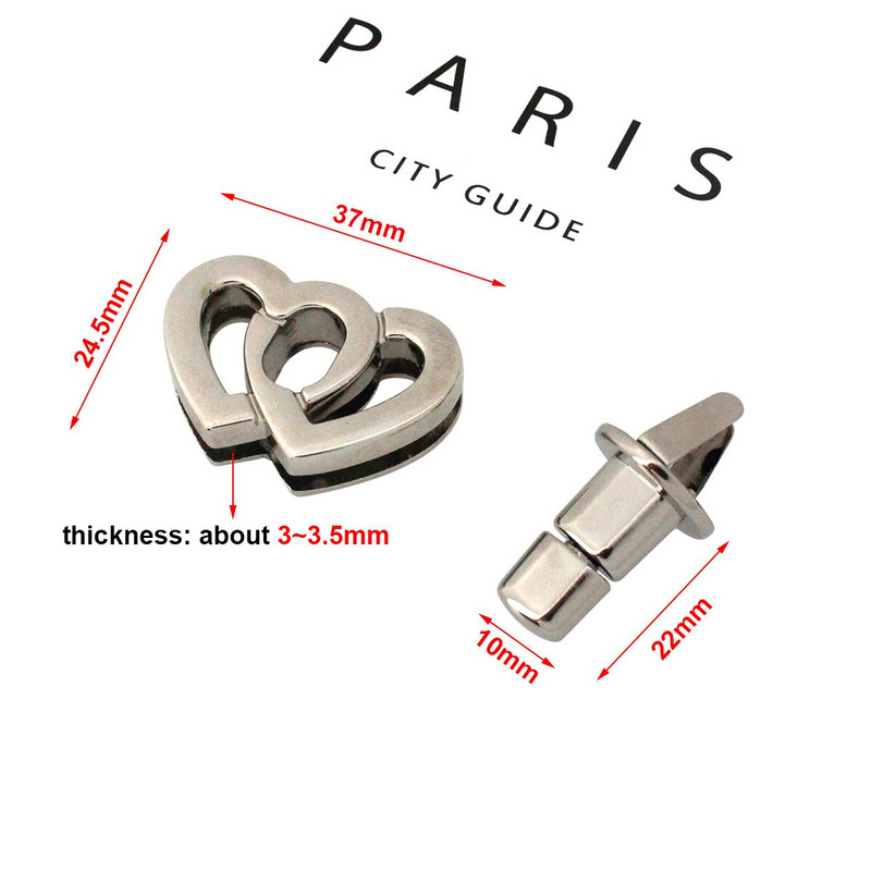 1x Αλουμίνιο Σχήμα καρδιάς Κλειδαριά με στροφές Κλείσιμο αγκράφα Δερμάτινη τσάντα Craft Γυναικεία τσάντα Τσάντα χειρός Κλείσιμο ώμου Αξεσουάρ DIY