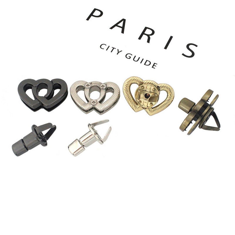 1x Αλουμίνιο Σχήμα καρδιάς Κλειδαριά με στροφές Κλείσιμο αγκράφα Δερμάτινη τσάντα Craft Γυναικεία τσάντα Τσάντα χειρός Κλείσιμο ώμου Αξεσουάρ DIY