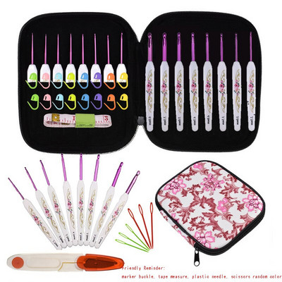 Σετ βελονάκια πλεξίματος σε ροζ αλουμίνιο Σετ βελόνες πλεξίματος Πλαστική λαβή σετ χειροτεχνίας DIY για ύφανση πουλόβερ