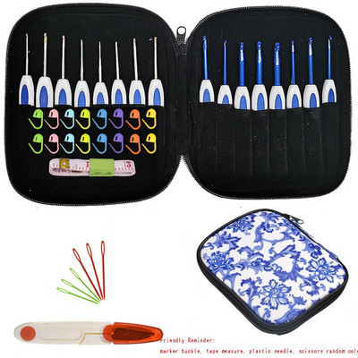 Σετ βελονάκια πλεξίματος σε ροζ αλουμίνιο Σετ βελόνες πλεξίματος Πλαστική λαβή σετ χειροτεχνίας DIY για ύφανση πουλόβερ