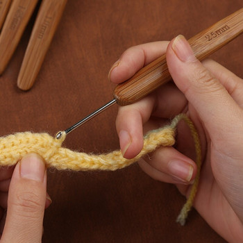 LMDZ 0,5 mm-3 mm Дървена дръжка Игли за плетене Малки куки за плетене Направи си сам Куки за плетене на една кука Игли за тъкане Прежда Шевни игли Инструмент