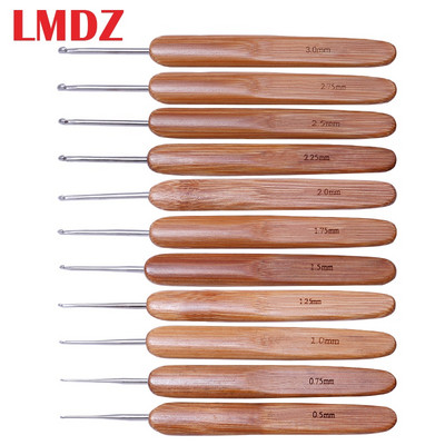 LMDZ 0,5mm-3mm Ξύλινη λαβή βελόνες πλεξίματος Μικροί γάντζοι πλεξίματος DIY Βελόνες για βελονάκια για ύφανση Εργαλείο βελόνες ραψίματος