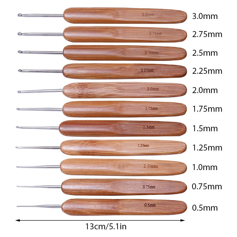 LMDZ 0,5mm-3mm Ξύλινη λαβή βελόνες πλεξίματος Μικροί γάντζοι πλεξίματος DIY Βελόνες για βελονάκια για ύφανση Εργαλείο βελόνες ραψίματος