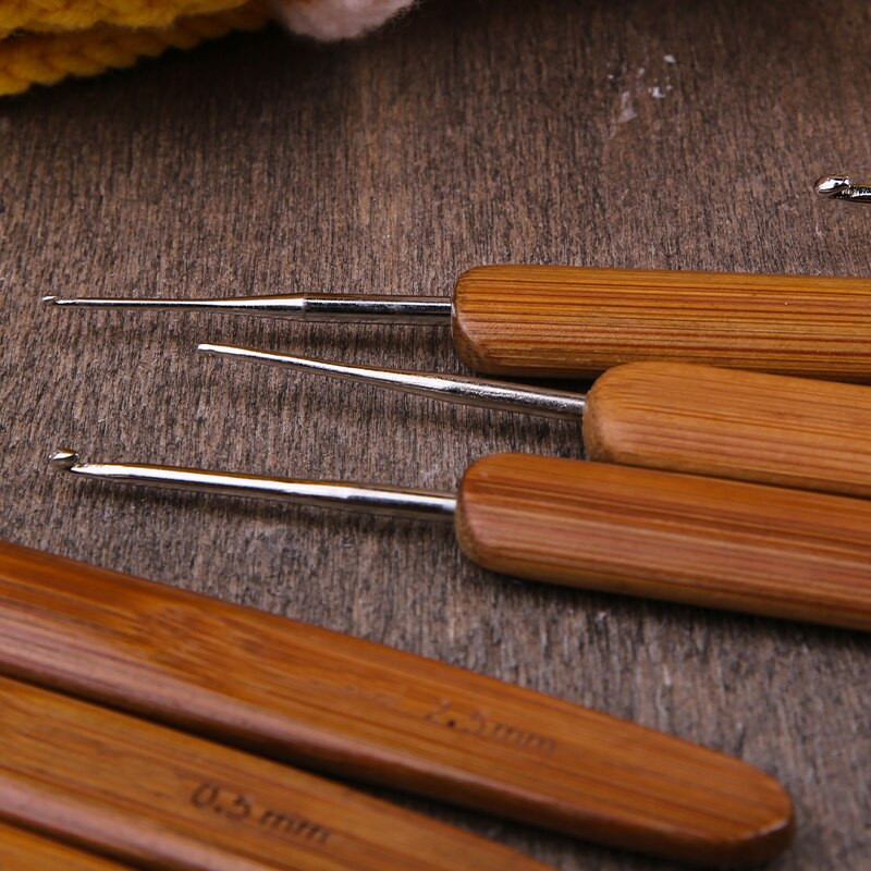 LMDZ 0,5mm-3mm Ξύλινη λαβή βελόνες πλεξίματος Μικροί γάντζοι πλεξίματος DIY Βελόνες για βελονάκια για ύφανση Εργαλείο βελόνες ραψίματος