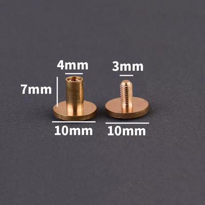 10 tk massiiv messingist siduv Chicago kruvid naeltega needid fotoalbumi jaoks nahast käsitöönaastud rihma rahakoti kinnitused 10 mm kork