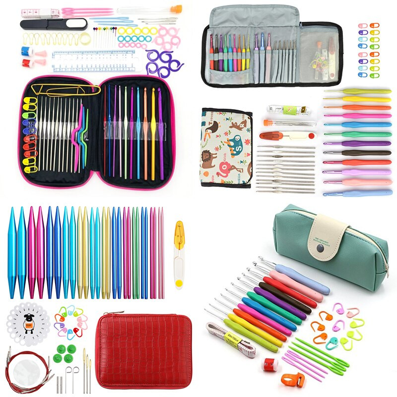 Βελονάκι Πλεκτομηχανές Σετ Γάντζος πλεξίματος Εργαλεία ραπτικής Πλεκτό Σετ Λαβή Βελόνες Πλεκτής Νήματα Βελόνες Πλεκτής Σετ με τσάντα