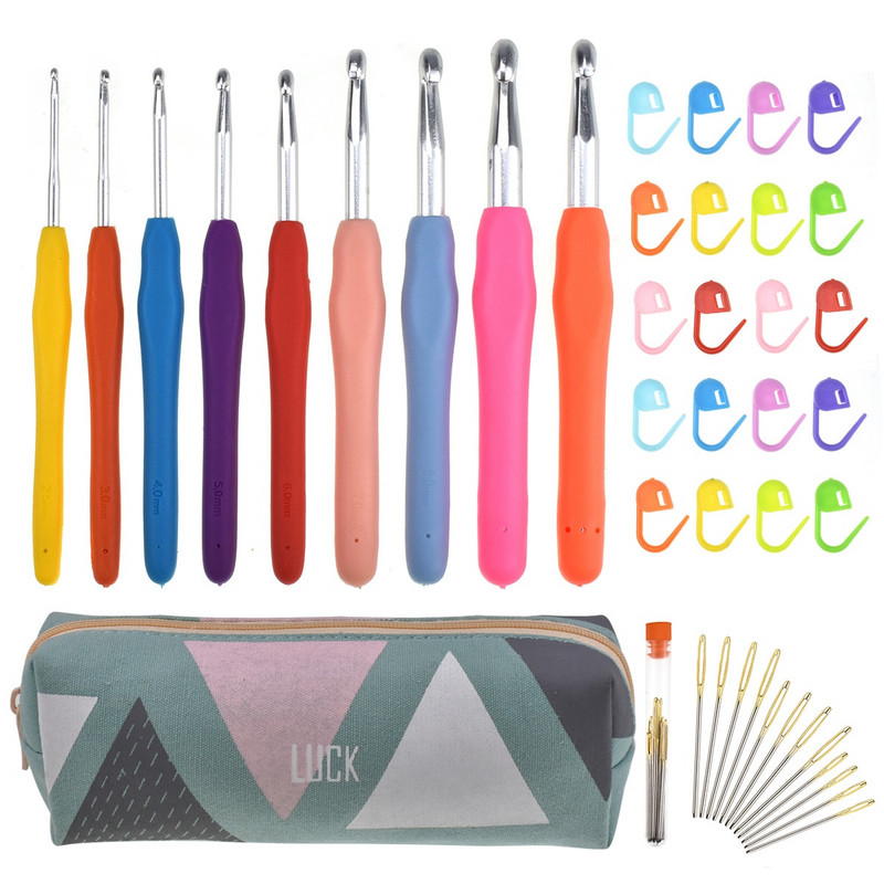Βελονάκι Πλεκτομηχανές Σετ Γάντζος πλεξίματος Εργαλεία ραπτικής Πλεκτό Σετ Λαβή Βελόνες Πλεκτής Νήματα Βελόνες Πλεκτής Σετ με τσάντα