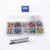 500 σετ 5mm 10 Χρώμα ματάκι με πλυντήριο Εγκατάσταση εργαλείων διάτρησης Χάλκινο δακτύλιο για δερμάτινα παπούτσια DIY ρούχων