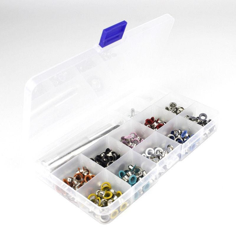 500 σετ 5mm 10 Χρώμα ματάκι με πλυντήριο Εγκατάσταση εργαλείων διάτρησης Χάλκινο δακτύλιο για δερμάτινα παπούτσια DIY ρούχων